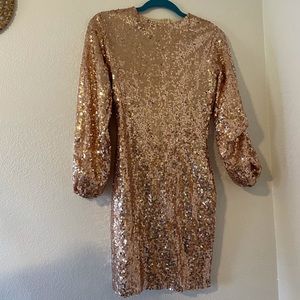 Gold sequin short party dress dance formal small